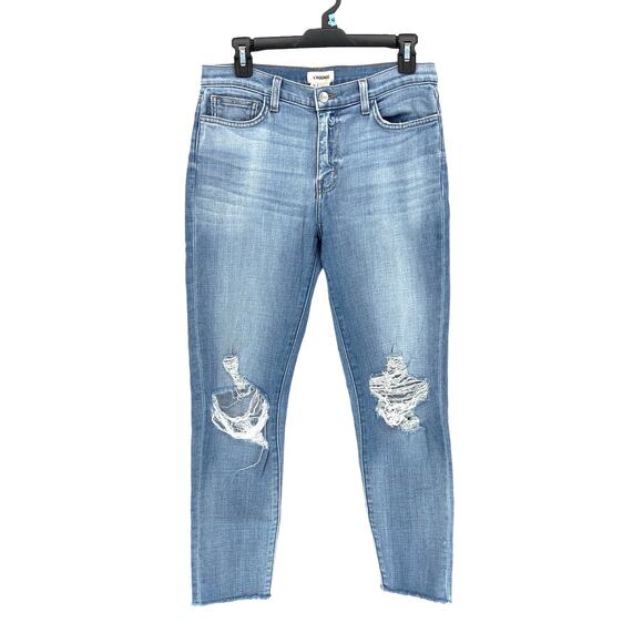 L'Agence Jeans Sz 28 El Matador Slim High Rise Ripped Distressed Raw Hem Cropped - Picture 2 of 8
